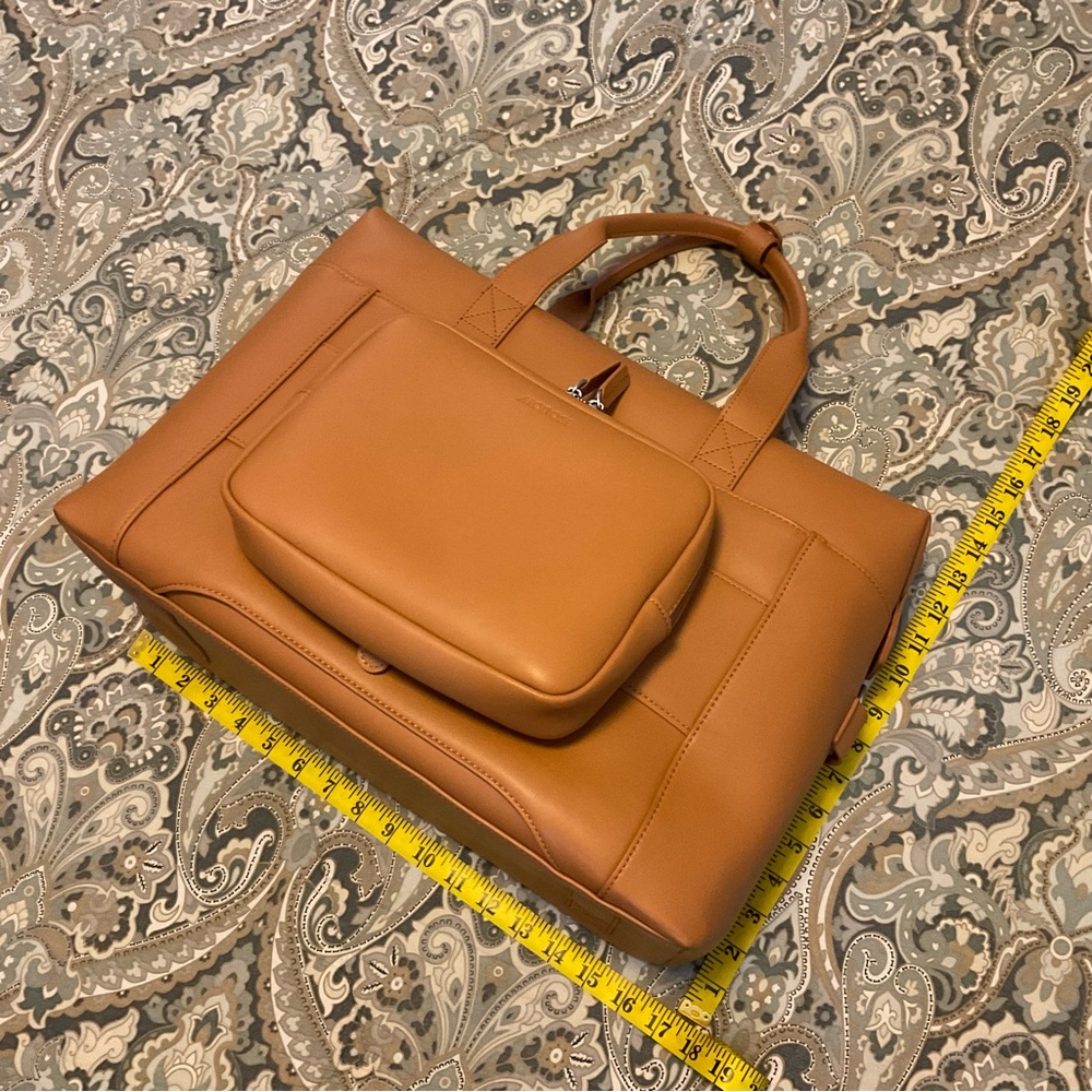 Like New MONOS Metro Duffel Vegan Leather Saddle Tan Used 1x - Picture 13 of 16